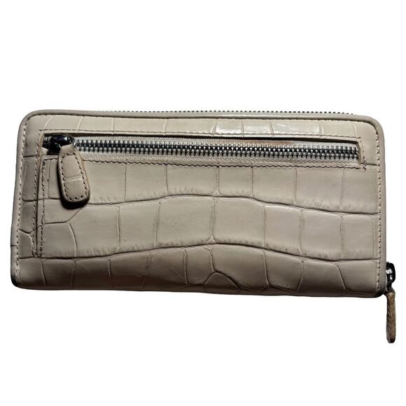 Brighton Croc Embossed Leather Wallet Zip Around Organizer Neutral - Picture 6 of 7